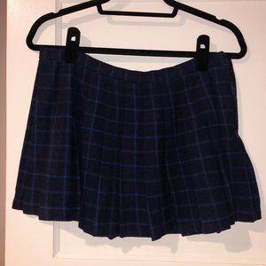 Wool Plaid Pleated Mini Skirt